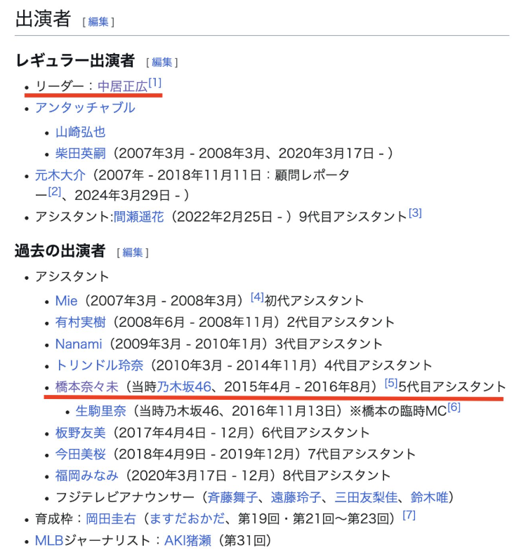 中居正広氏との番組共演の年表